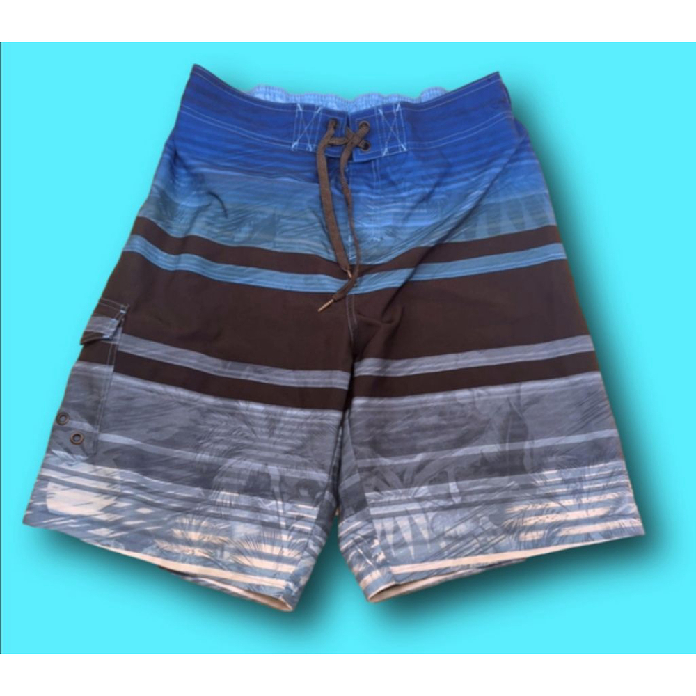 Men's Ocean Current Swim Trunks Size L Blue Black (liner has been cut out)